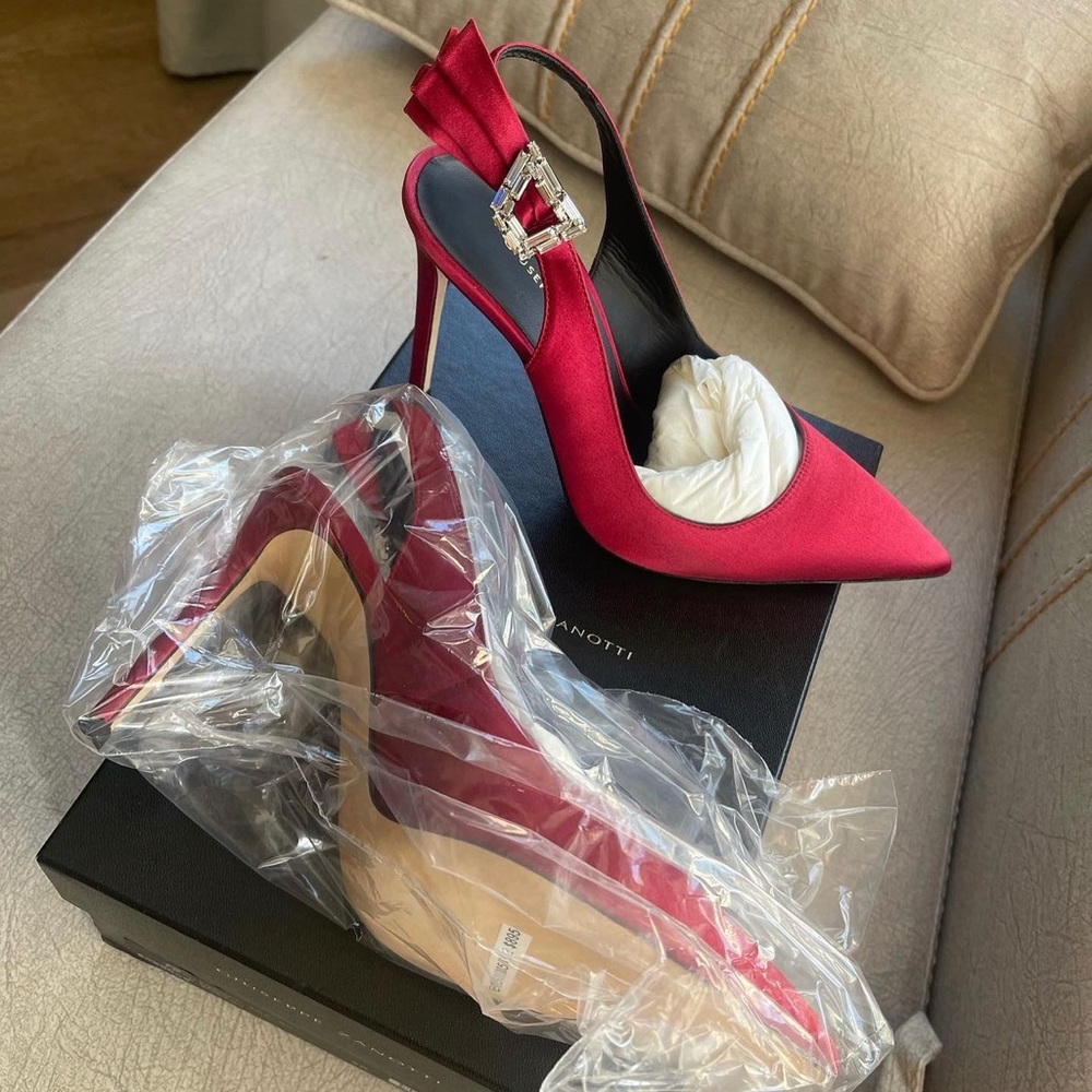 Never worn GIUSEPPE ZANOTTI formal heel . Ruby . Size 6